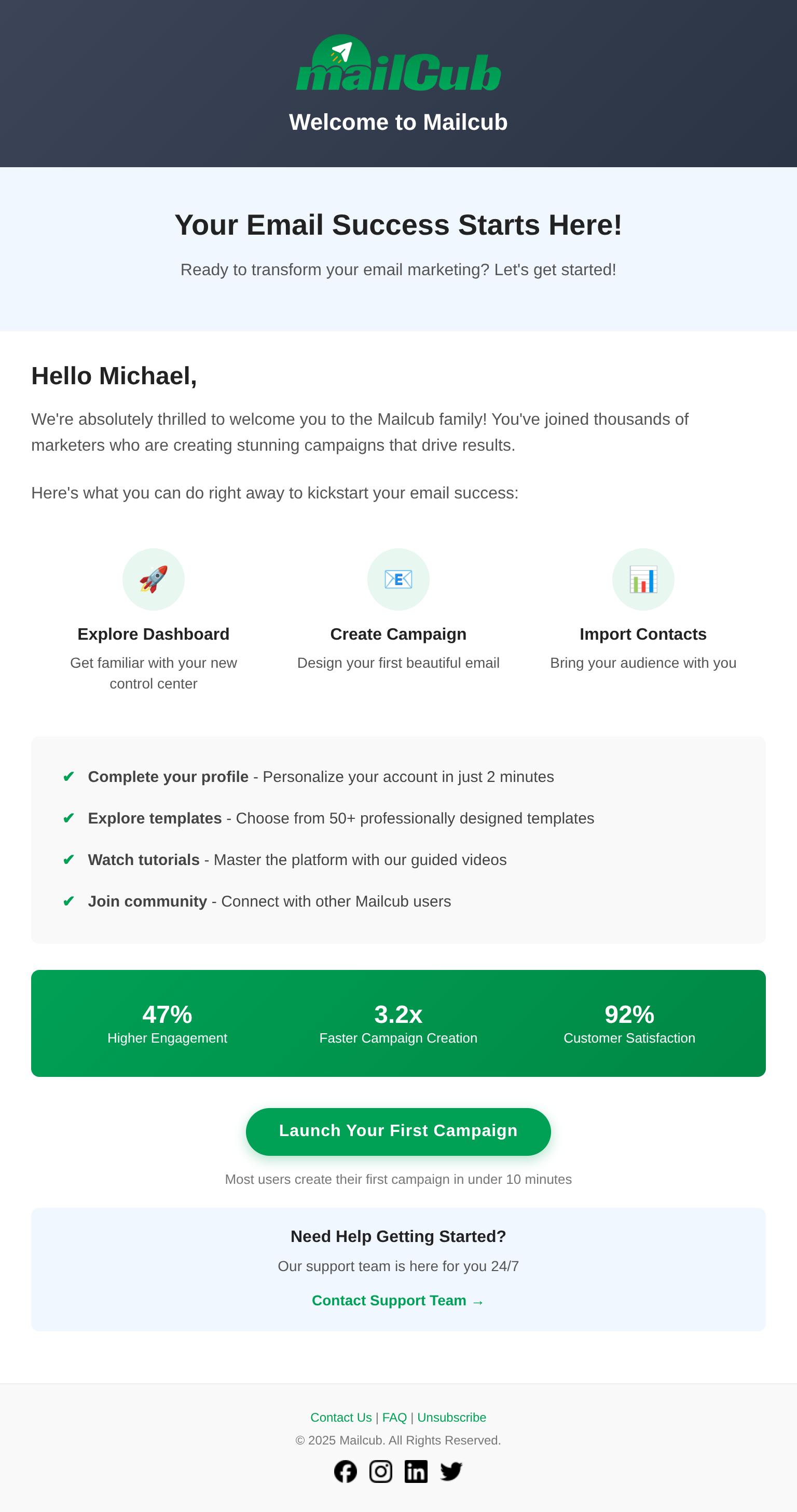 MailCub template example
