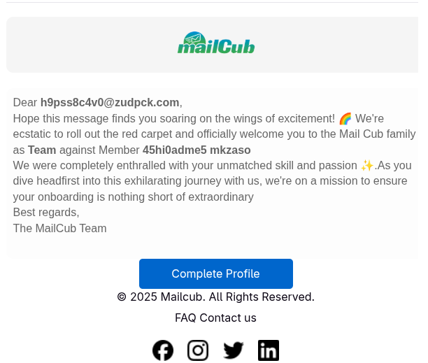 complete profile email example