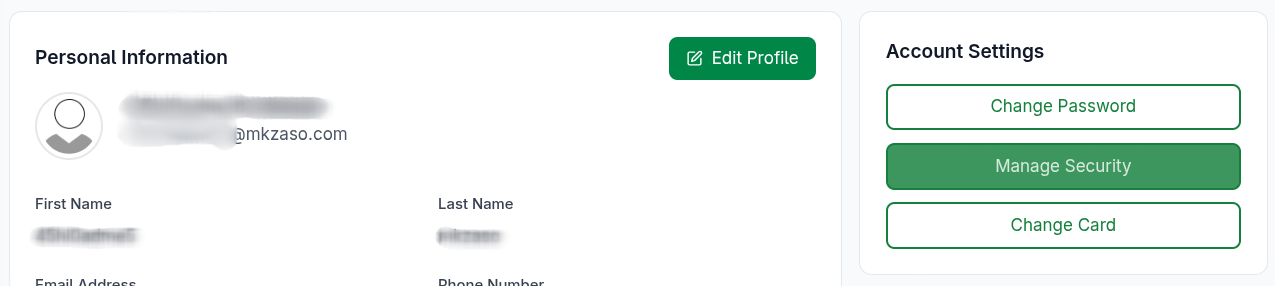 profile settings page