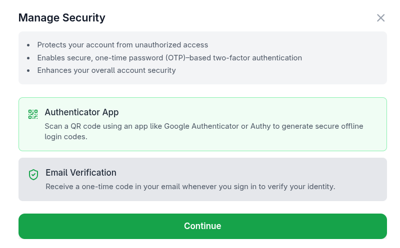 security options select