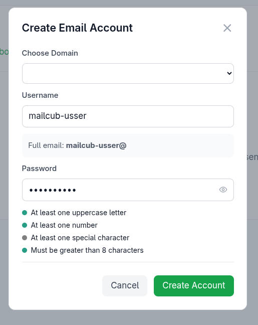 create account popup